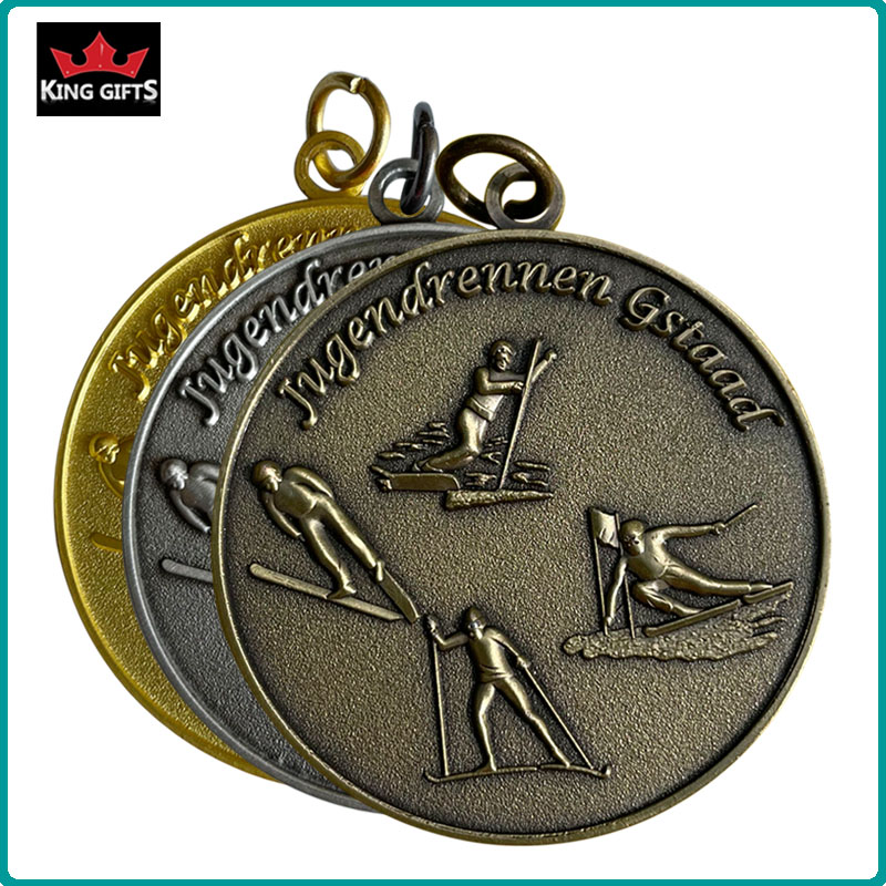 B012 - 3D Sport medal with Matt gold,antique silver and antique bronze plated.