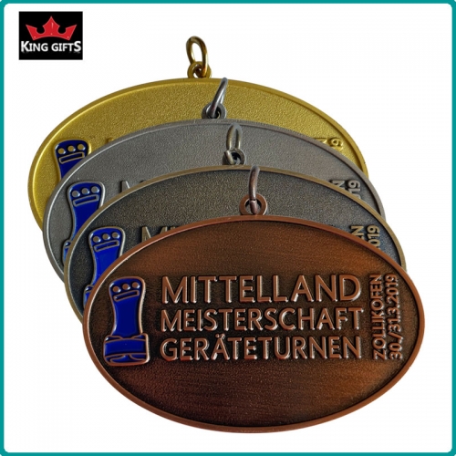 B015 - Custom medal with Matt gold,antique silver, antique bronze and antique copper plated.