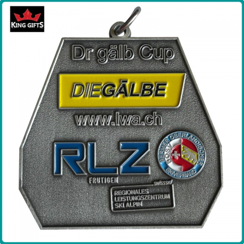 B021 - Custom 2D soft enamel medal with antique silver