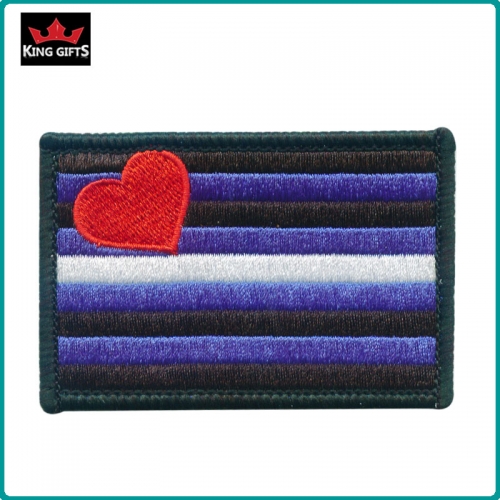I003 - Custom flag patch,100% embroidery,merrow border,iron on backing