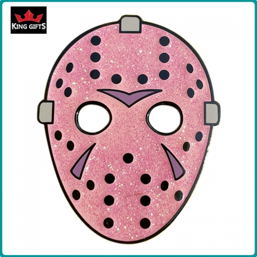A034 -  Pink mask pin (hard enamel+glitter)