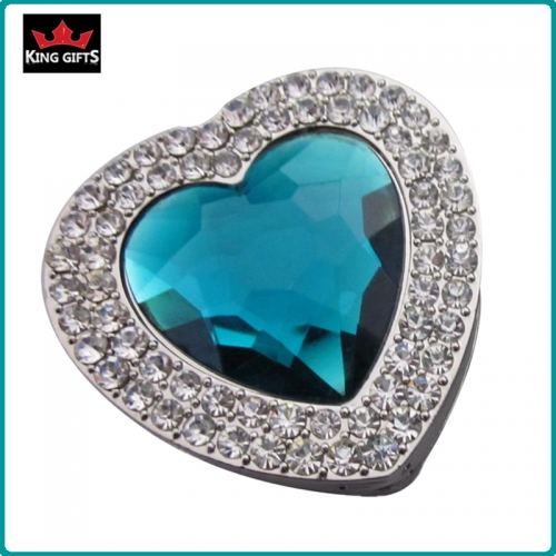 G014 - Big heart shape diamante bag hanger,plating,zinc alloy