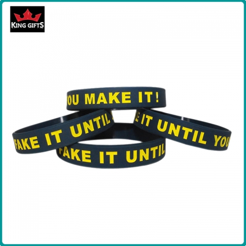 H001- Custom silicone wristband,debossed and fill in color