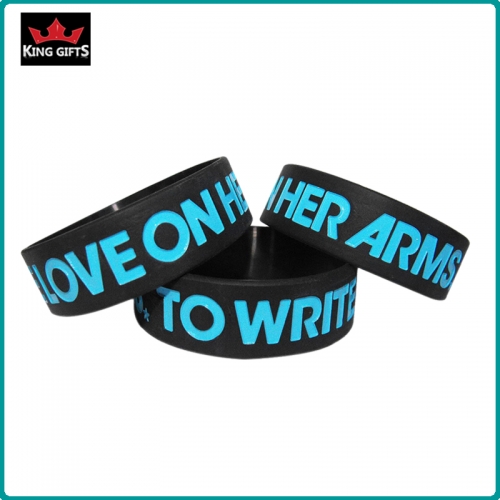 H006- Custom silicone wristband,debossed and fill in color