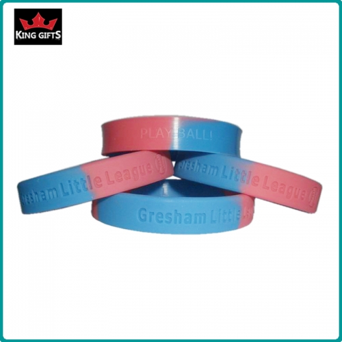 H016- 100% silicone wristband,debossed and fill in color,segmented