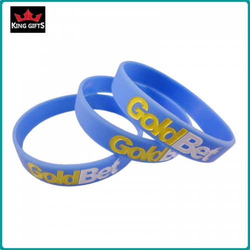 H040- 100% silicone wristband, debossed and fill in color