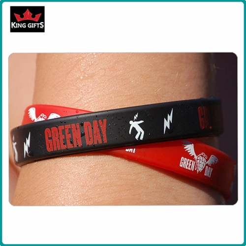 H044-  Sport silicone wristband, debossed and fill in color