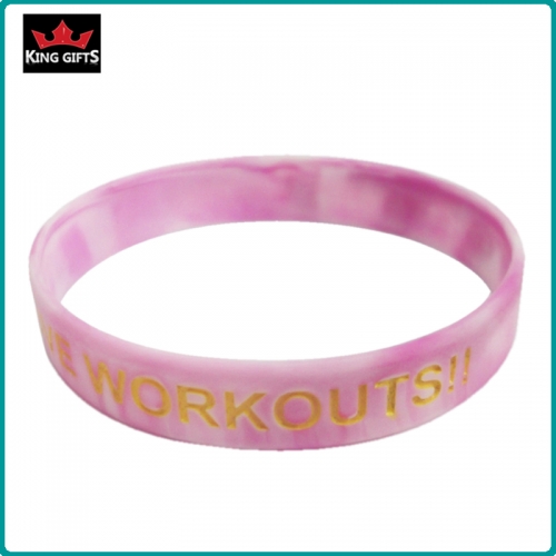H045-  Promotional silicone wristband, debossed and fill in color