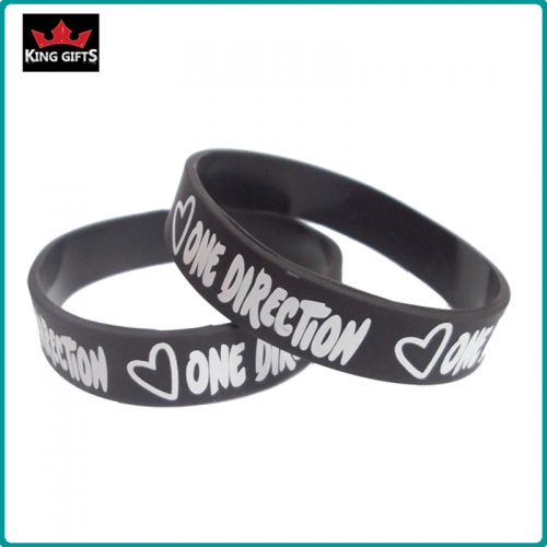 H047-  Promotional silicone wristband, debossed and fill in color