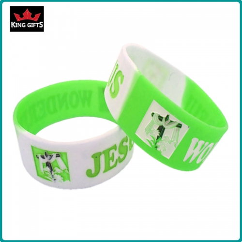 H051-  Wholesale silicone wristband, debossed and fill in color