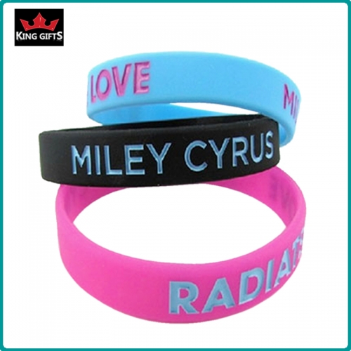 H059-  Wholesale silicone wristband,debossed and fill in color