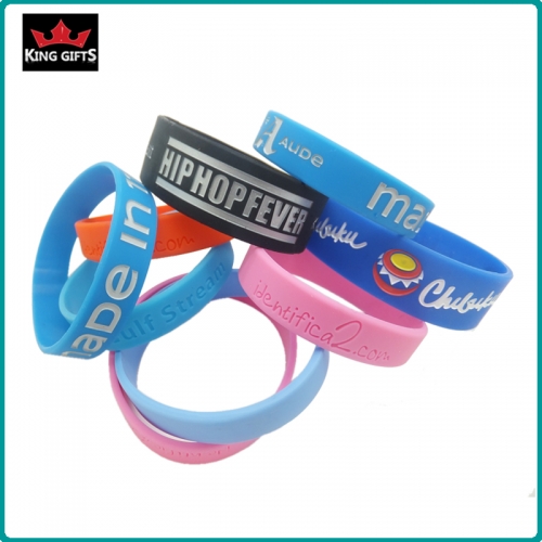 H069-  Fashion silicone wristband,debossed and fill in color