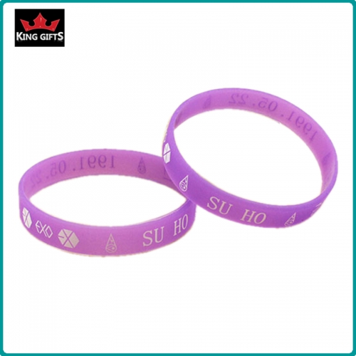 H073-  Wholesale silicone wristband,debossed and fill in color