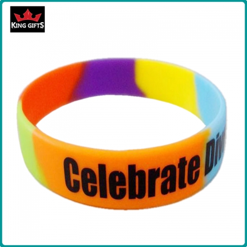 H079-  Wholesale silicone wristband,embossed and printed color