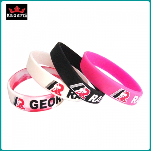 H080-  Wholesale silicone wristband,debossed and fill in color
