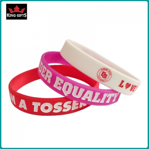 H090-  Wholesale silicone wristband,debossed and fill in color