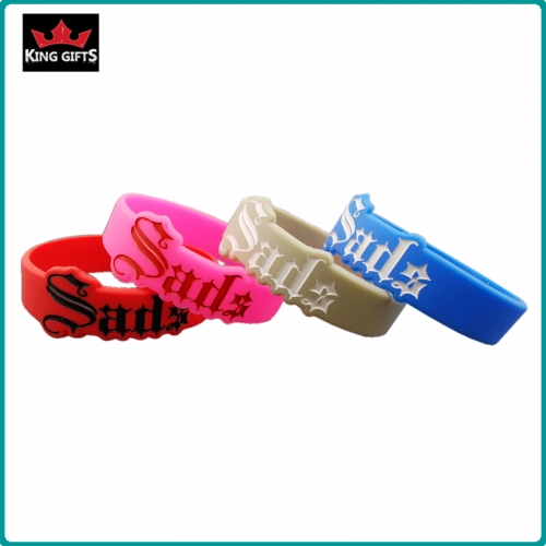 H094-  Wholesale silicone wristband,debossed and fill in color
