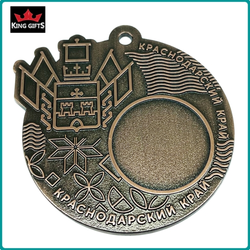 B035 - Custom 2D medal with antique copper plated