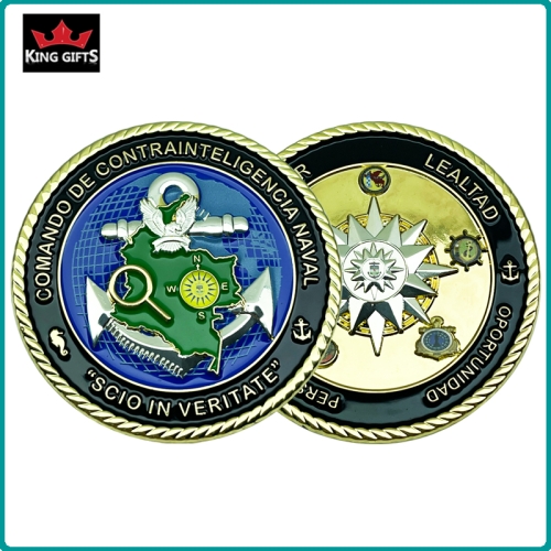 C010 -  Both sides 3D challenge coins,gold&nickel plating,soft enamel with UV printing