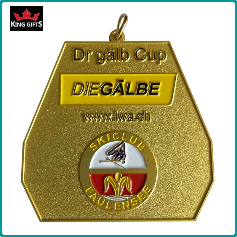 B001 - 2D medal with soft enamels and different plated finishes