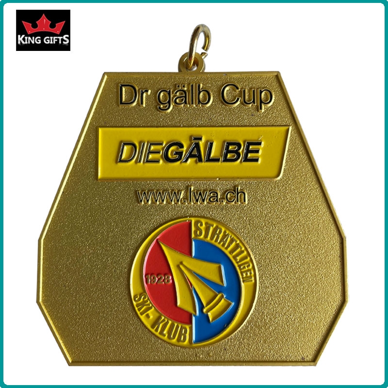 B004 - 2D medal with soft enamels,Matt gold,antique silver and antique bronze plated.