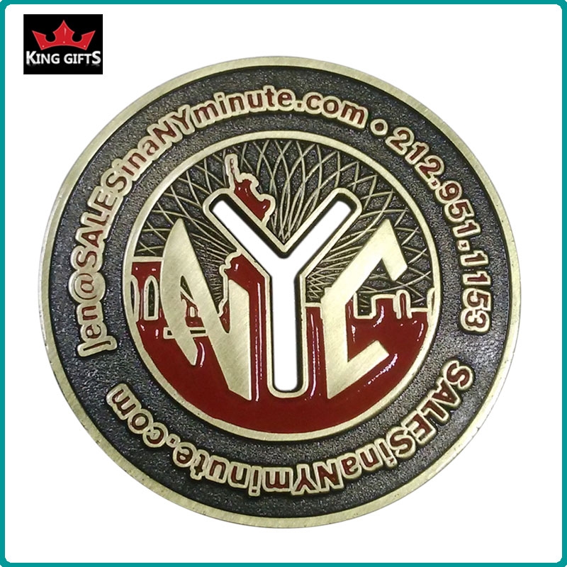 C004 - 2-side 2D challengecoins with antique bronze plated,soft enamel