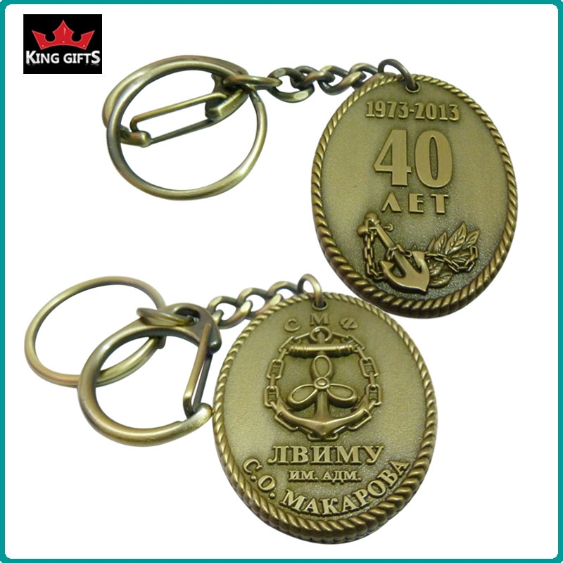 D006 - Both sides 3D key chain,antique brone plating