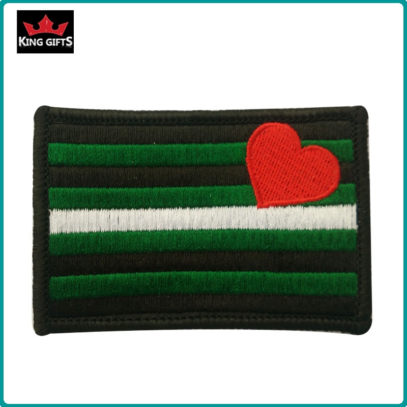 I002 - Custom flag patch,100% embroidery,merrow border,iron on backing