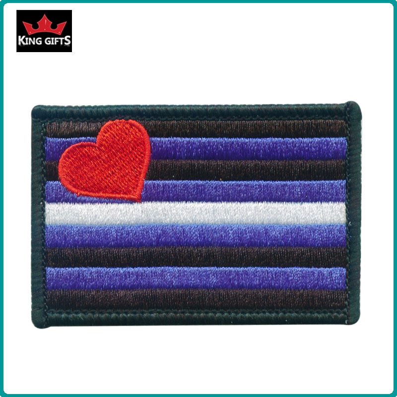 I005 - Custom flag patch,100% embroidery,merrow border,iron on backing