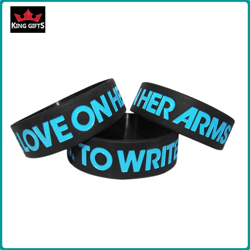 H007- Custom silicone wristband,debossed and fill in color