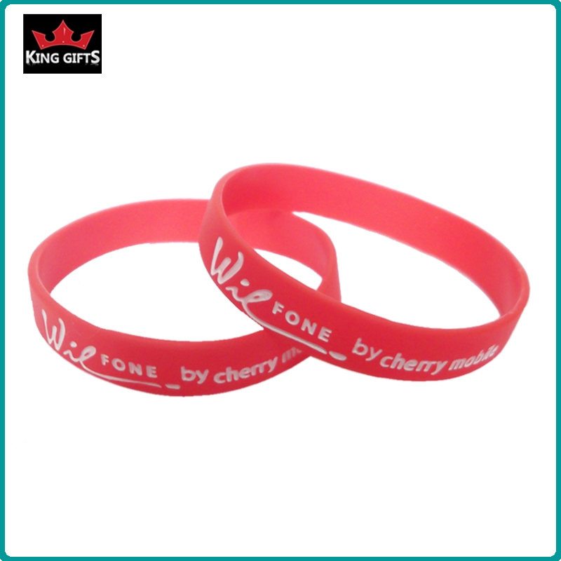 H091-  Wholesale silicone wristband,debossed and fill in color