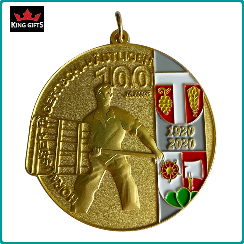 B031 - Custom 3D soft enamel medal with antique silver plated