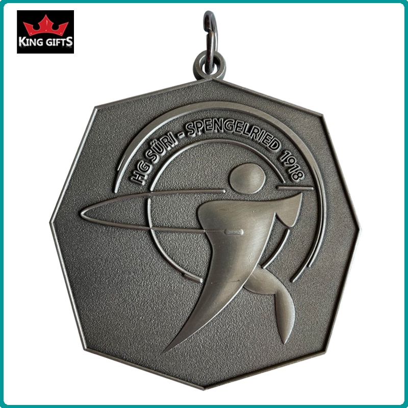 B031 - Custom 3D soft enamel medal with antique silver plated