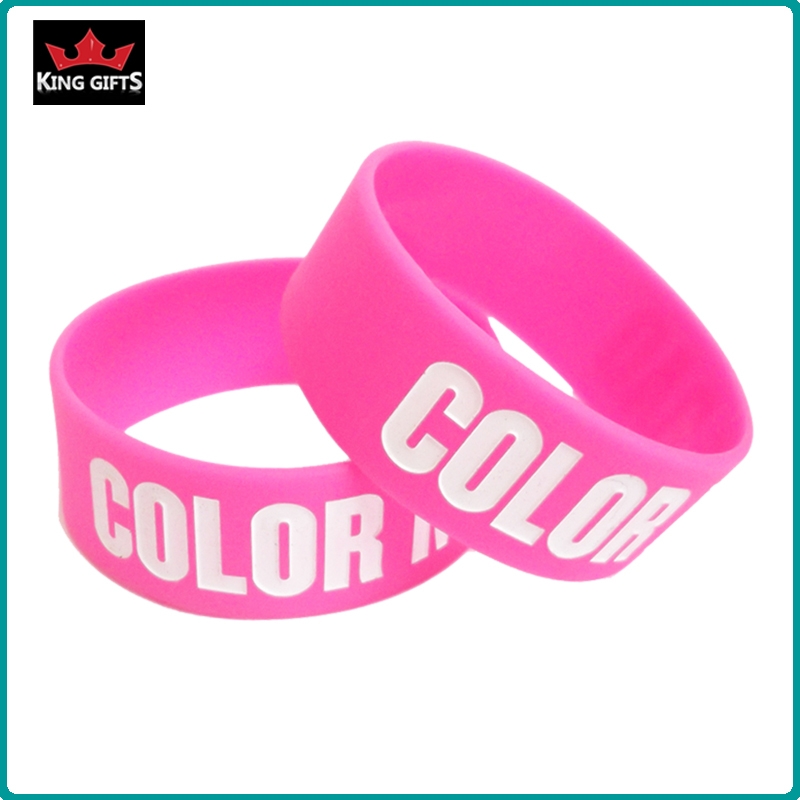 H001- Custom silicone wristband,debossed and fill in color
