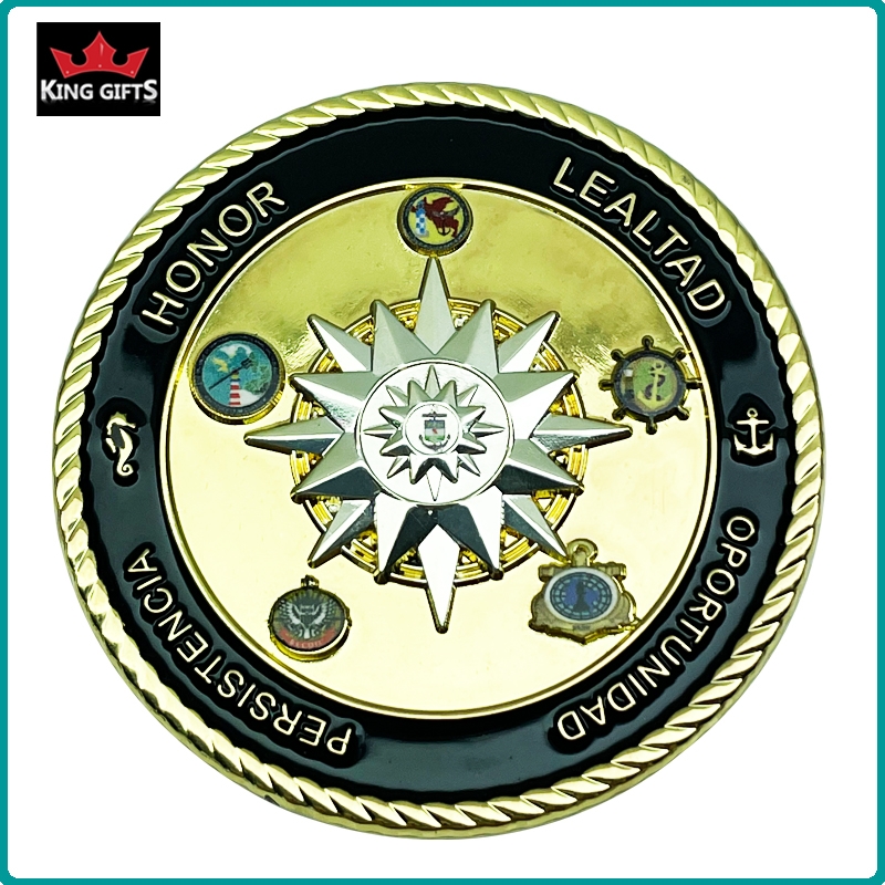 C010 -  Both sides 3D challenge coins,gold&nickel plating,soft enamel with UV printing